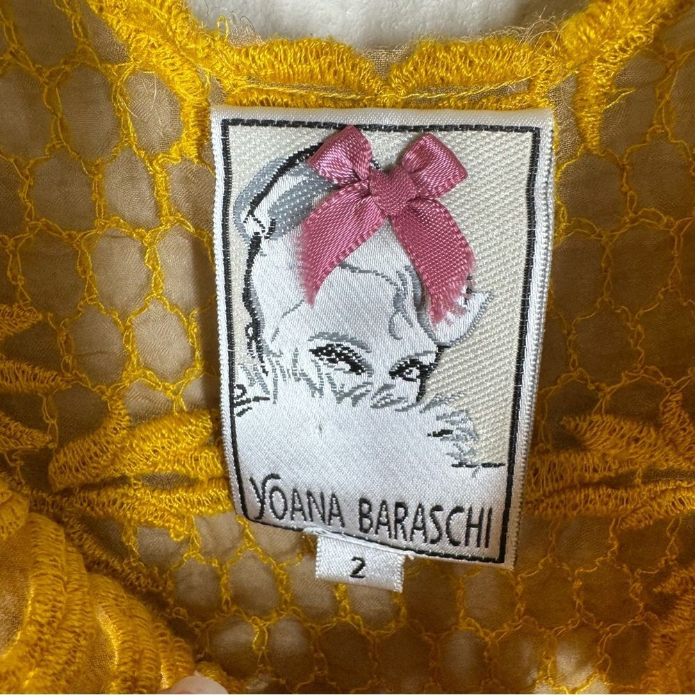Yoana Baraschi Embroidered Sheer Lace Cropped Top Gold Yellow Women’s 2 - Picture 3 of 6